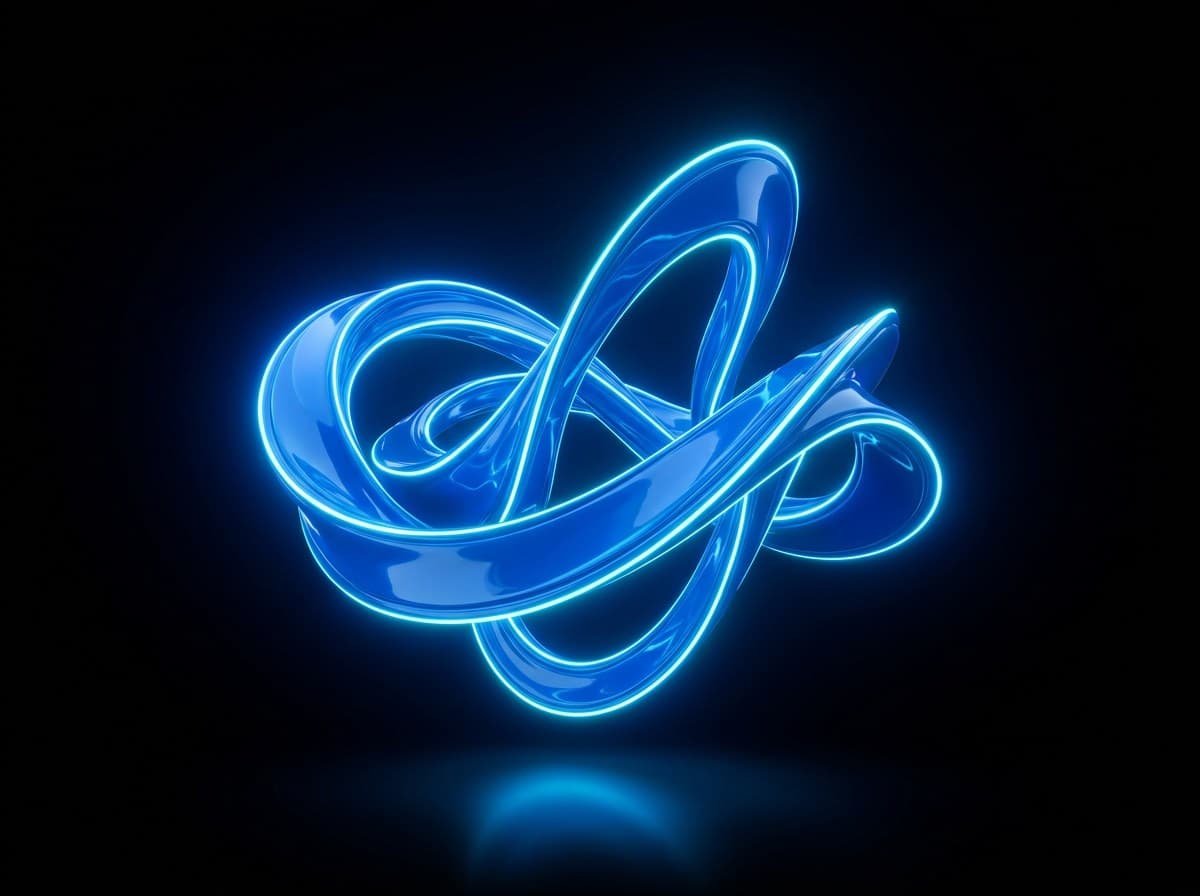 Visual 3D azul representando crescimento